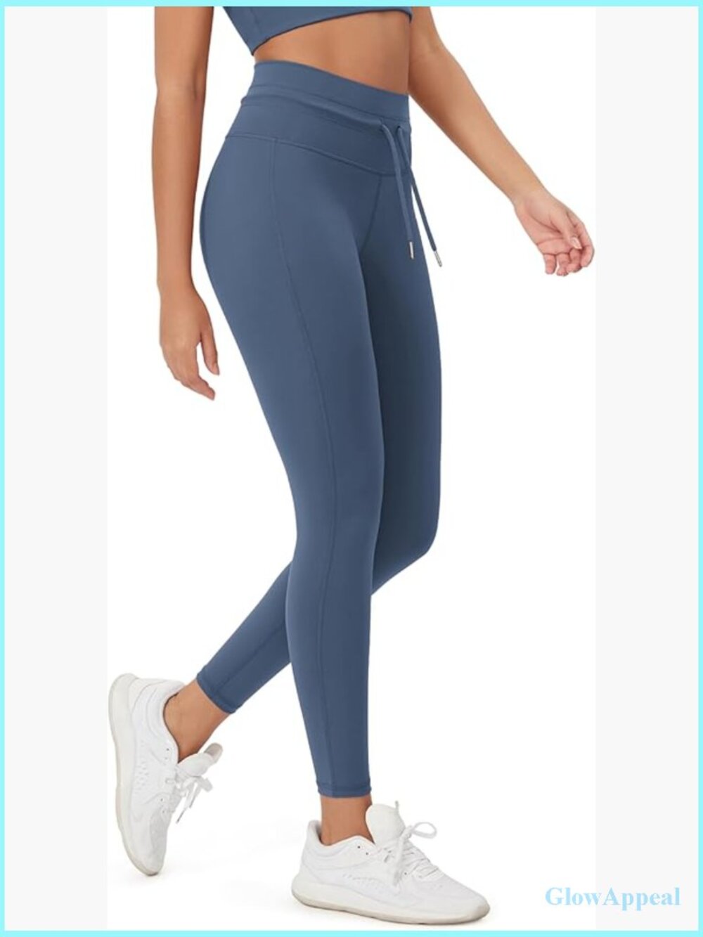 High Waist Drawstring Leggings 25" 28" Workout Yoga Pants Compression 4-Way